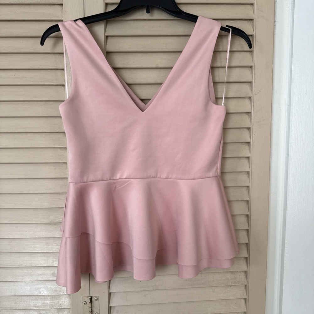 Elegant Pink Sleeveless Peplum Top
